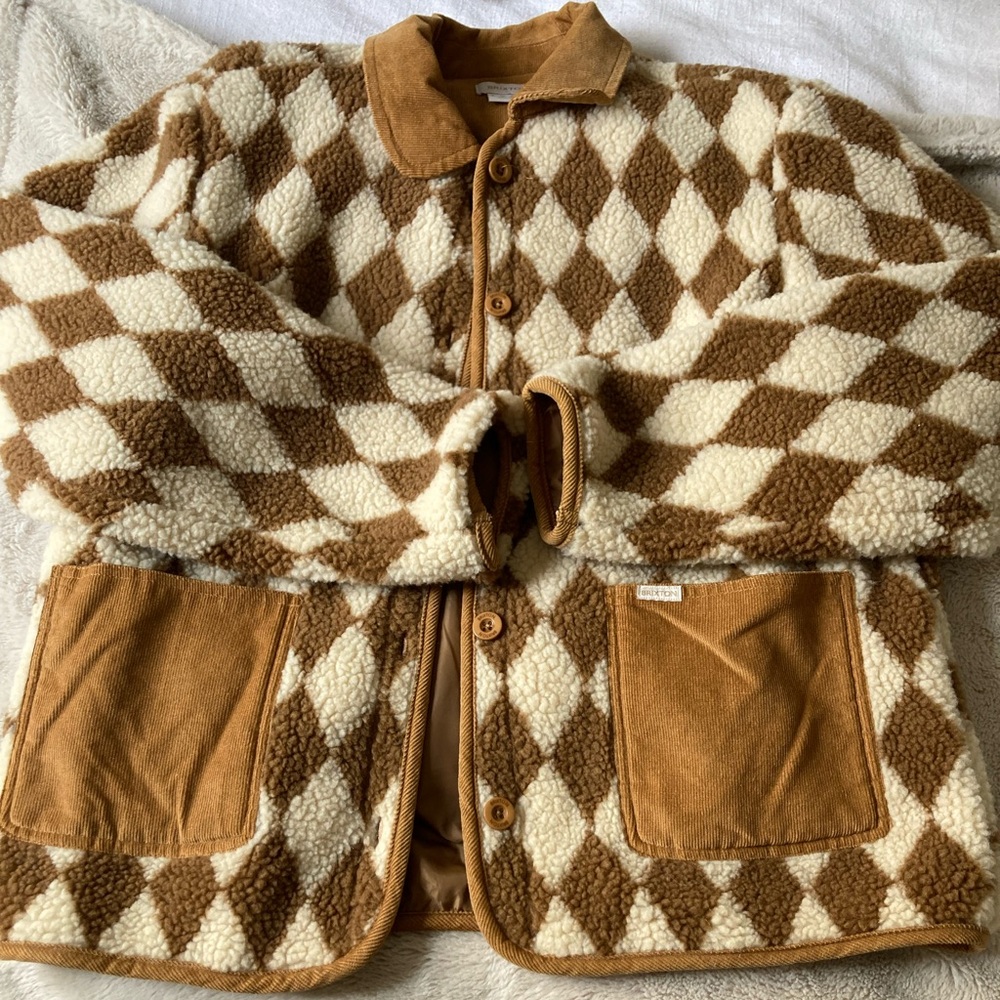 Brixton Tan Sherpa Jacket diamond Pattern - size s